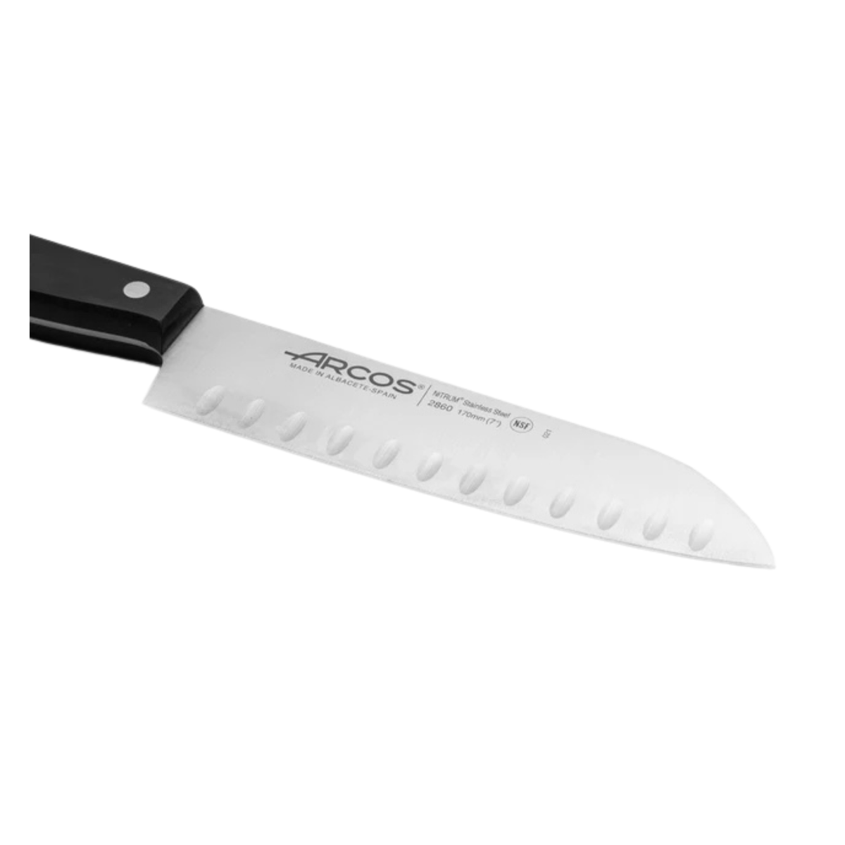 Lame alvéolée du couteau Santoku Arcos 17 cm