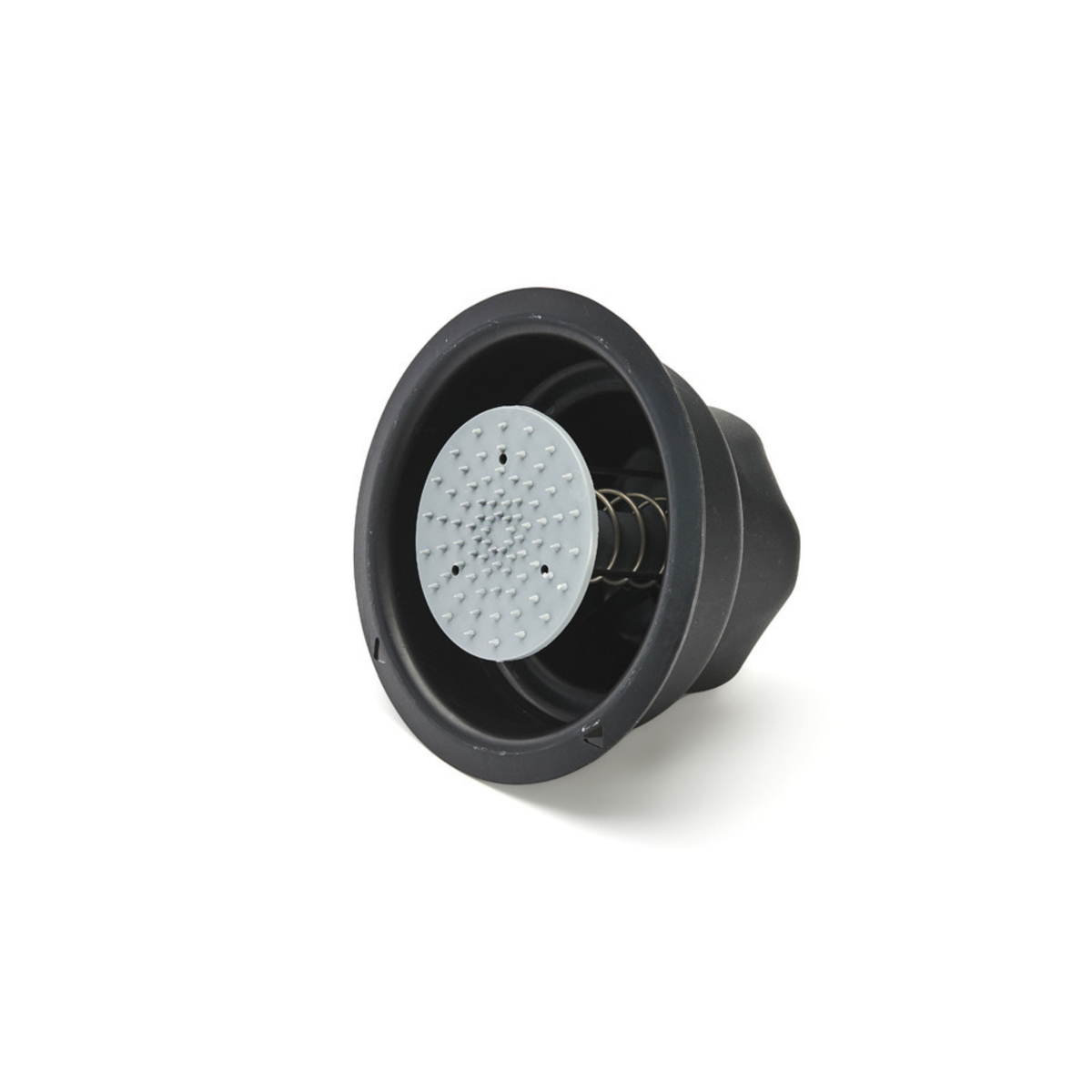 Poussoir noir pour mandoline, vue intérieure avec plaque à picots et ressort