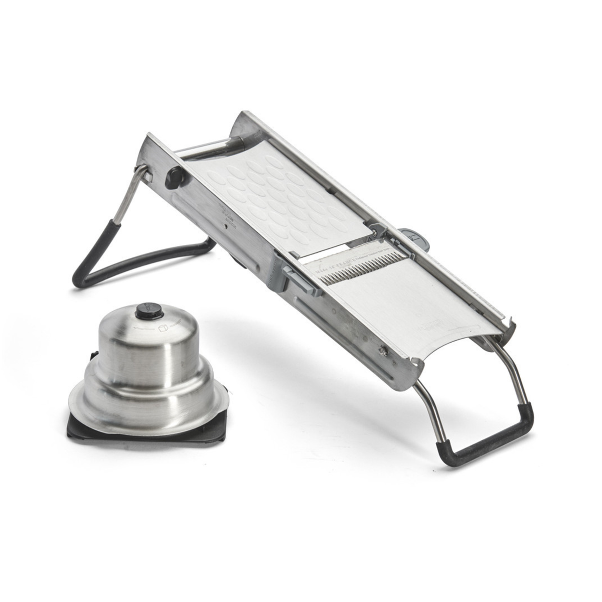 Mandoline professionnelle en inox avec poussoir amovible