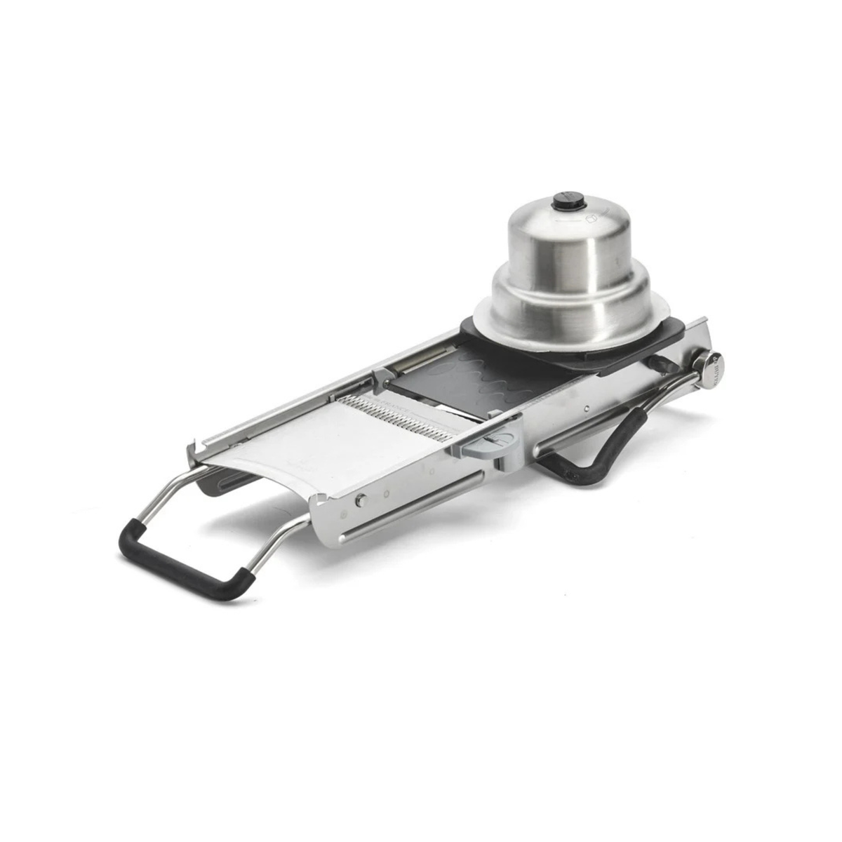 Mandoline professionnelle en inox vue de côté