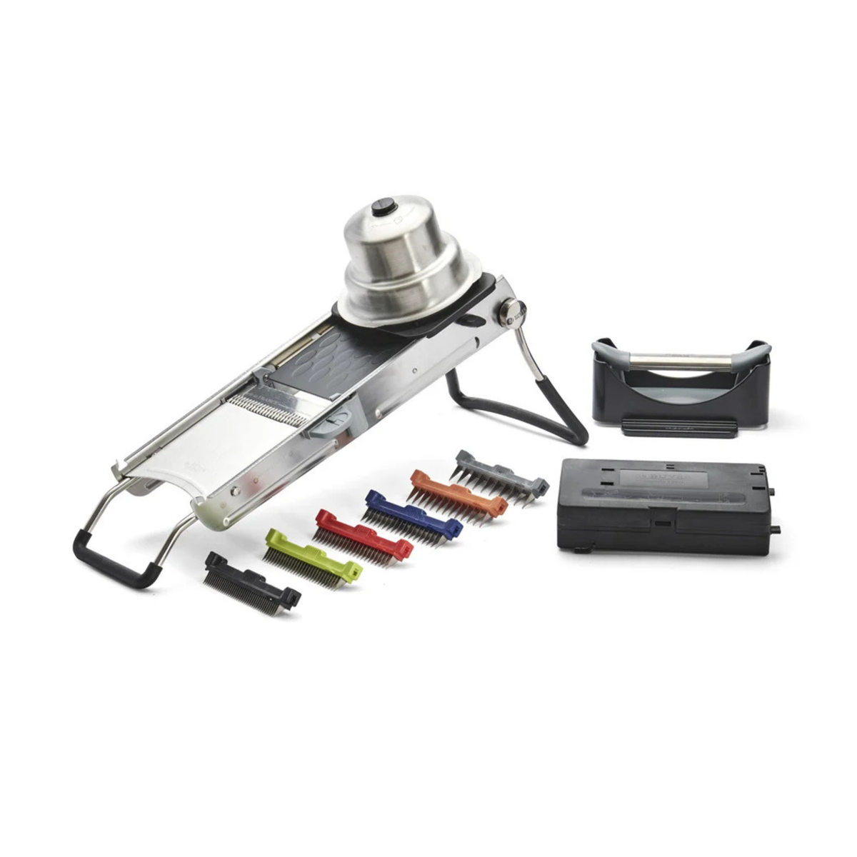 Mandoline professionnelle en inox avec accessoires et peignes interchangeables