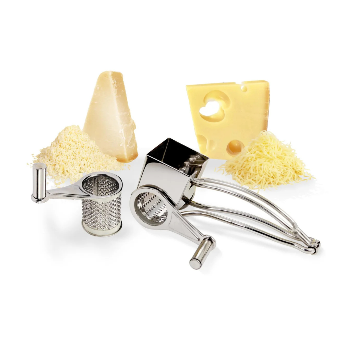 Râpe à fromage rotative avec fromages râpés
