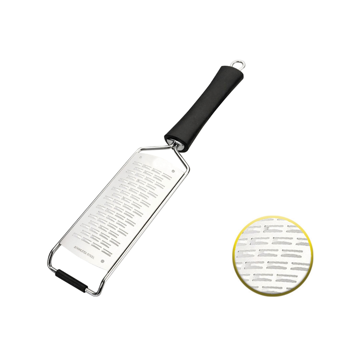 Râpe gros grains en inox avec manche noir