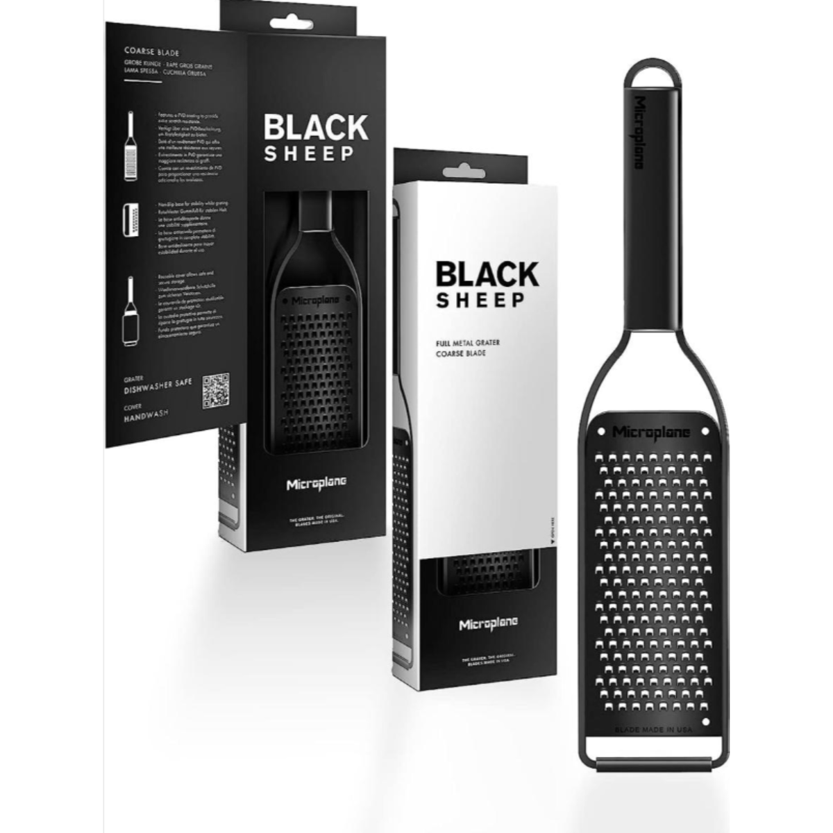 Râpe gros grains Microplane Black Sheep avec emballage