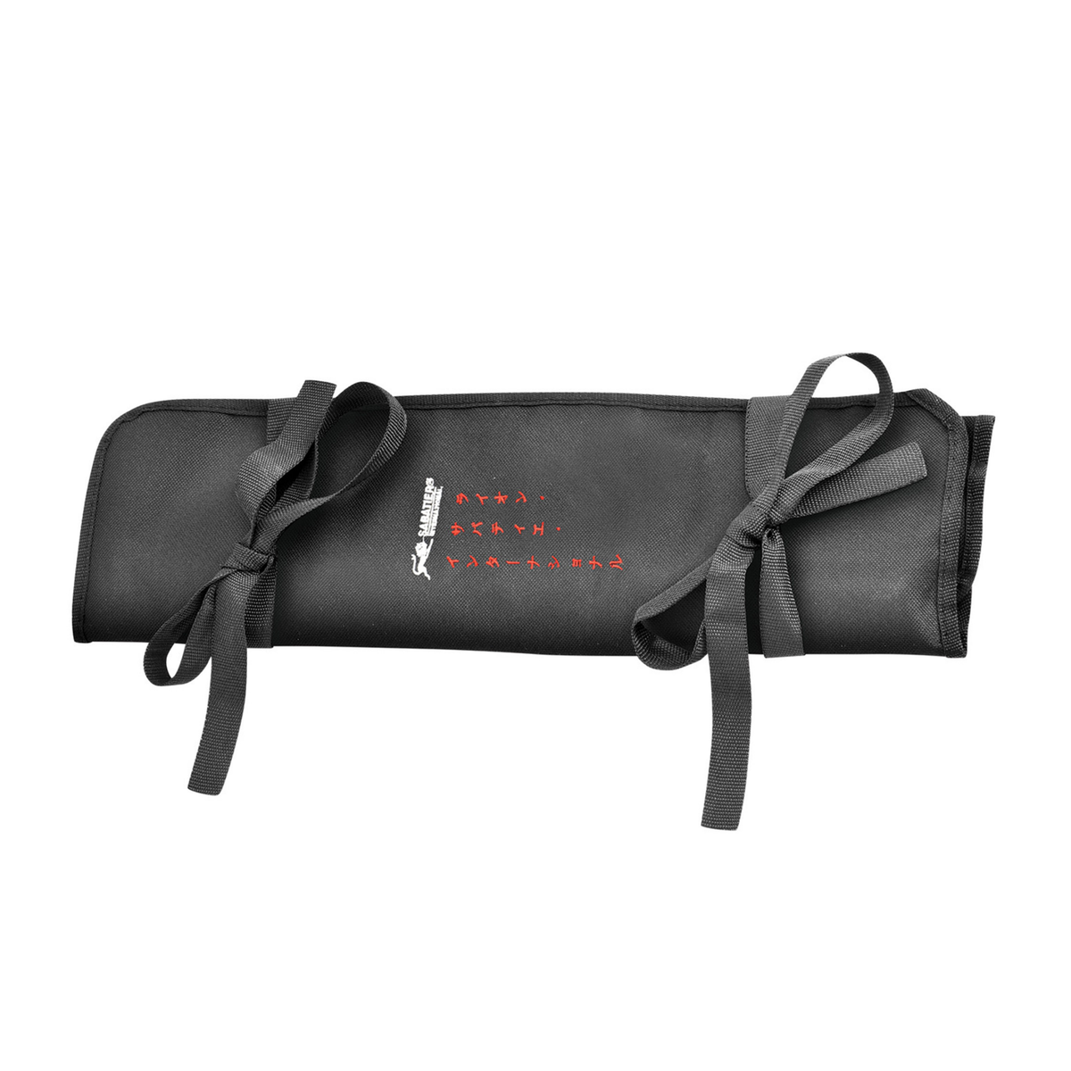 Trousse à couteaux Samura noire enroulée avec liens de fermeture