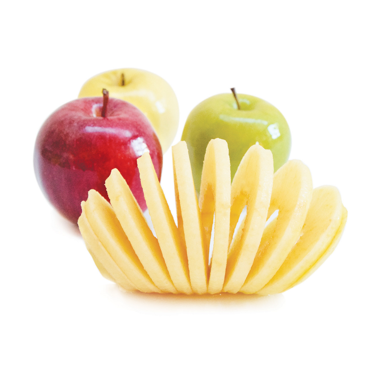 Pommes épluchées et tranchées en spirale