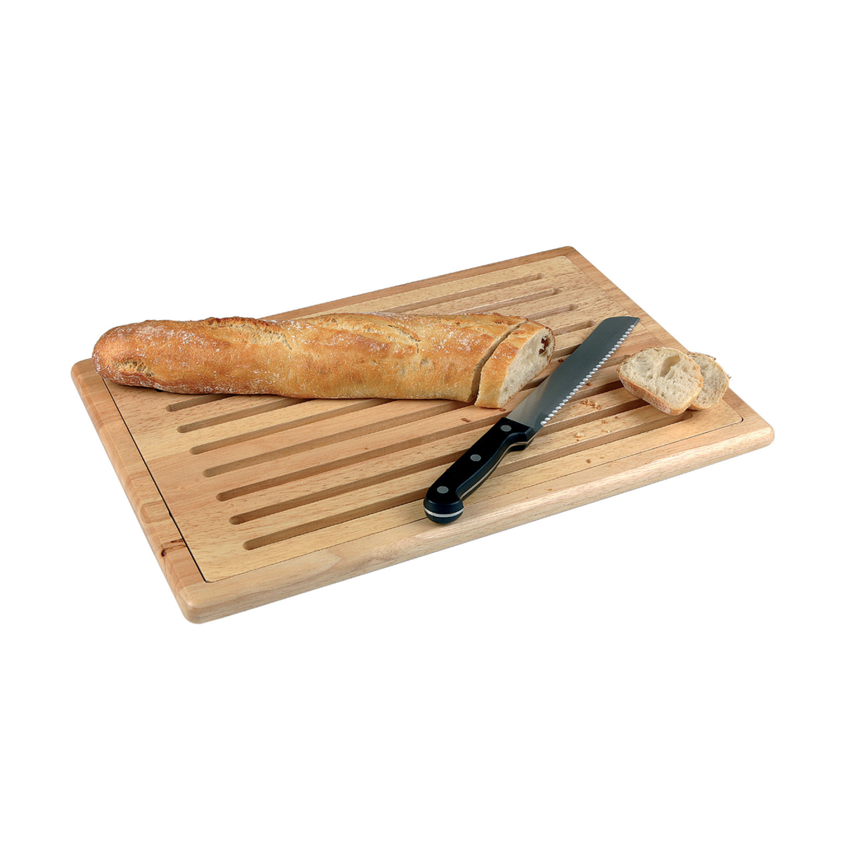Planche à pain en bois avec rainures et couteau à pain