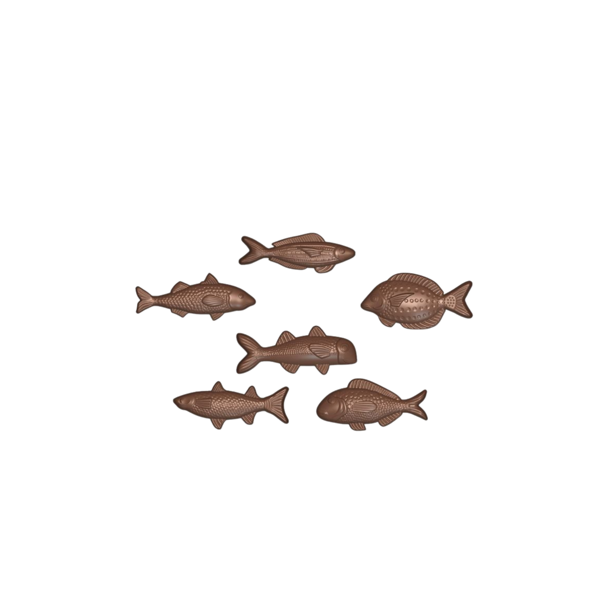 Assortiment de chocolats en forme de poissons variés
