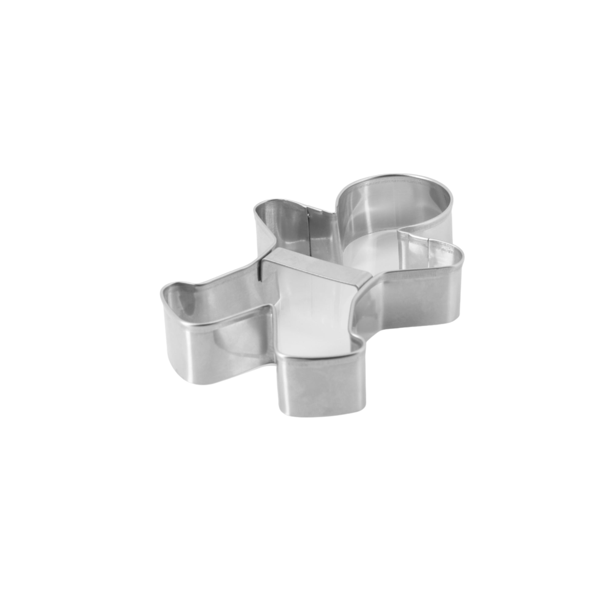 Emporte-pièce bonhomme en pain d’épices en inox vu en perspective