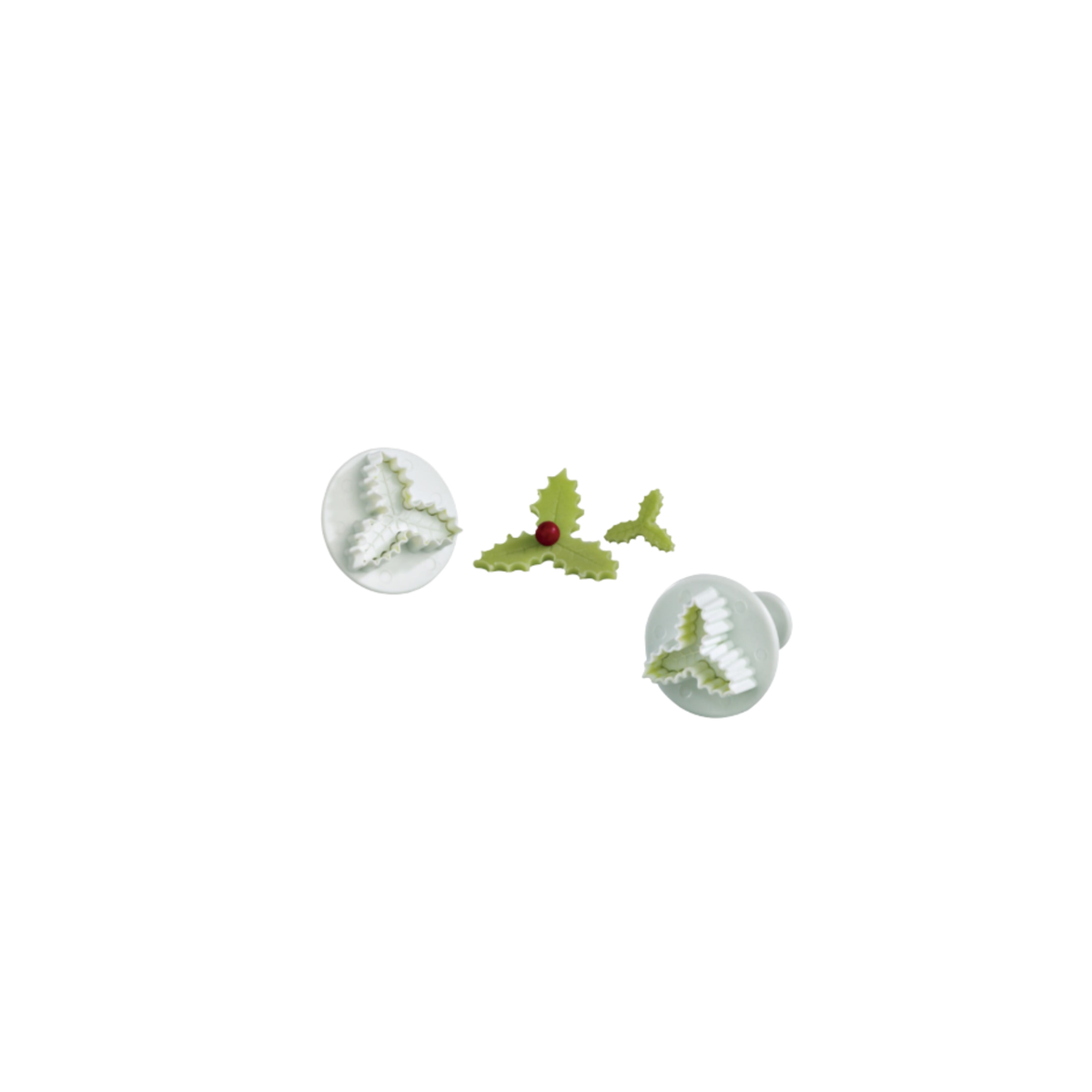 Lot d’emporte-pièces à poussoir feuilles de houx pour décorations de Noël en pâtisserie
