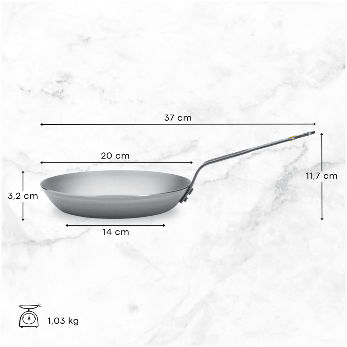 Poêle en acier De Buyer 20 cm – dimensions