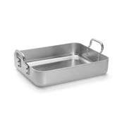 Plat à rôtir rectangulaire en inox avec deux anses