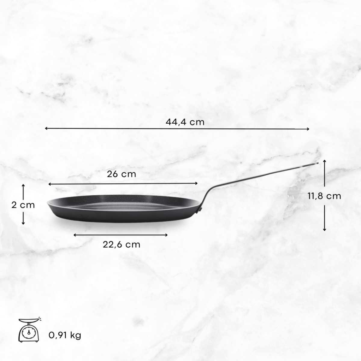 Dimensions crêpière de Buyer 26 cm