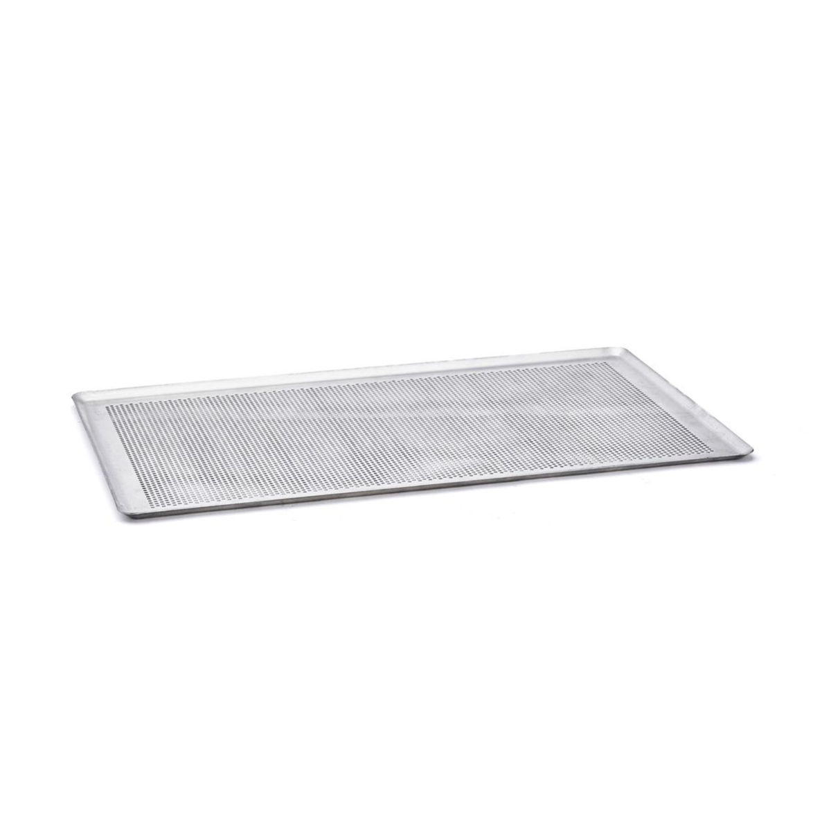 Plaque de cuisson perforée en aluminium avec bords relevés – vue d’ensemble
