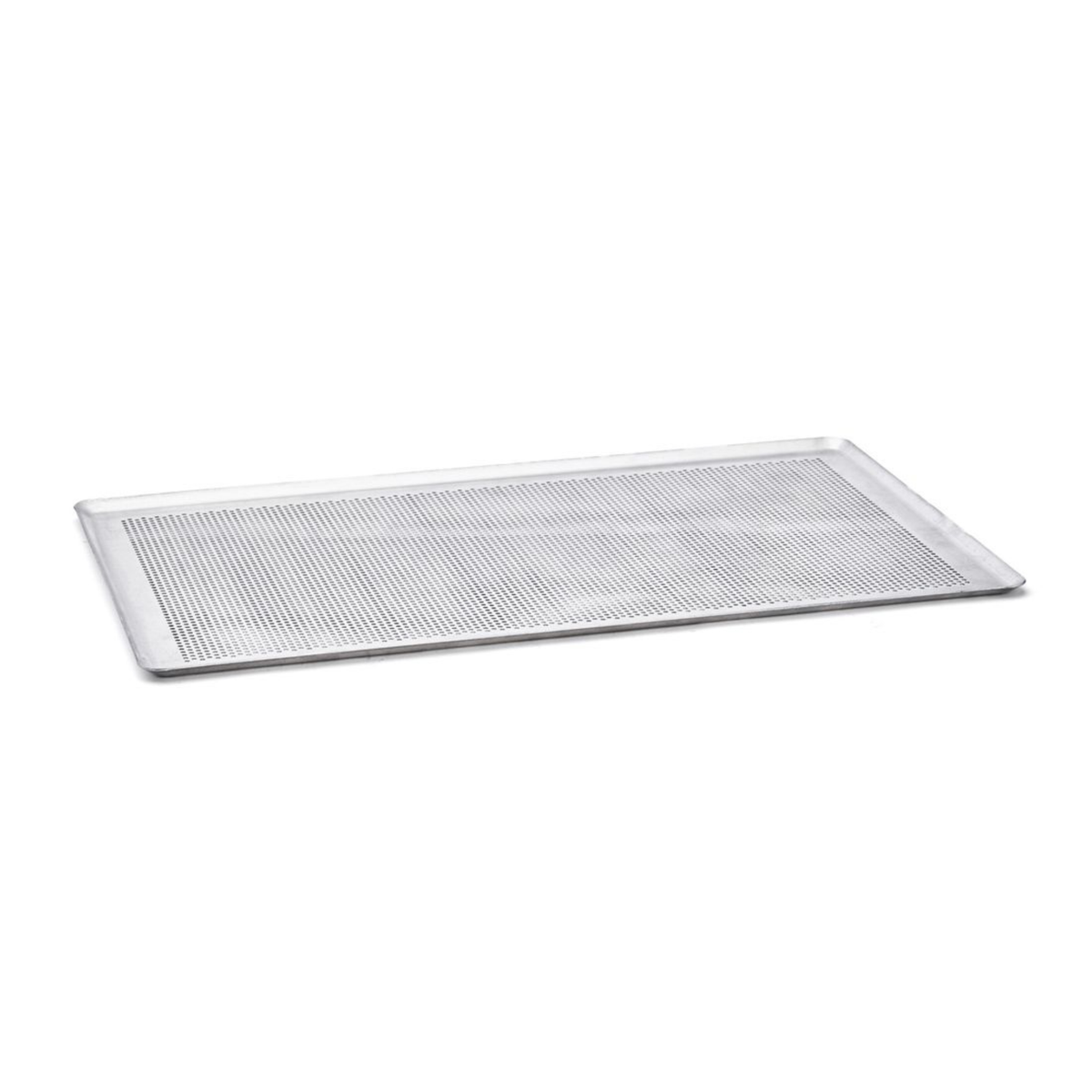 Plaque de cuisson perforée en aluminium avec bords relevés – vue d’ensemble