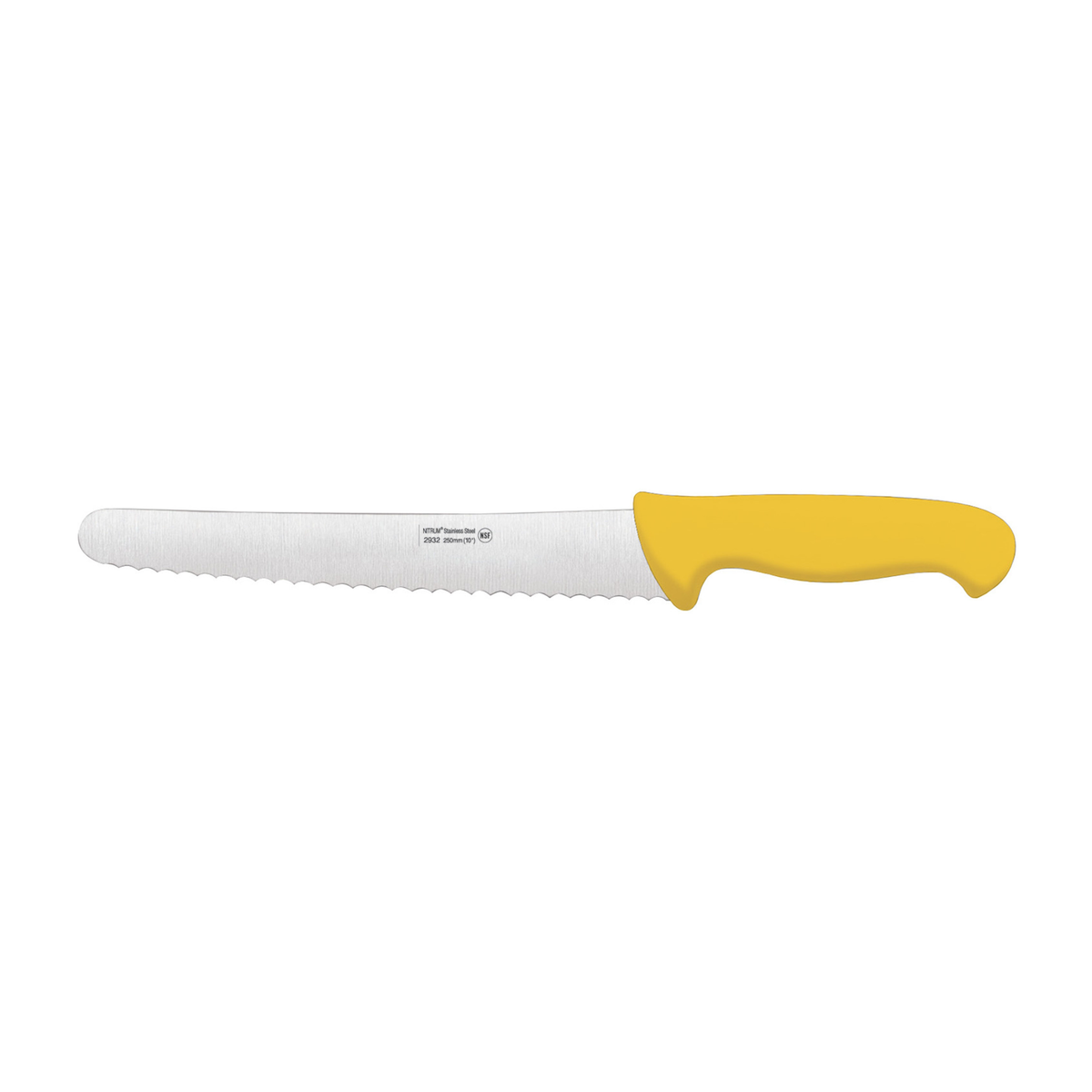 Couteau à pain à lame dentelée et manche jaune