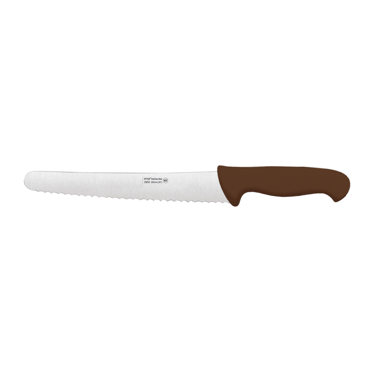 Couteau à pain à lame dentelée et manche marron