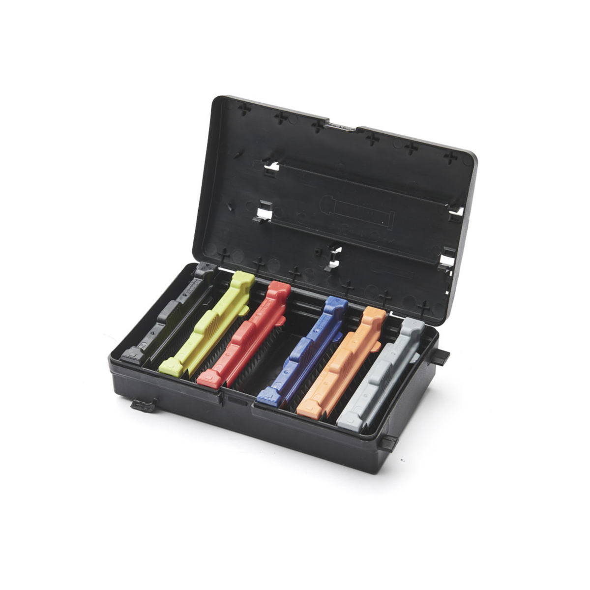 Coffret noir avec lames de mandoline colorées