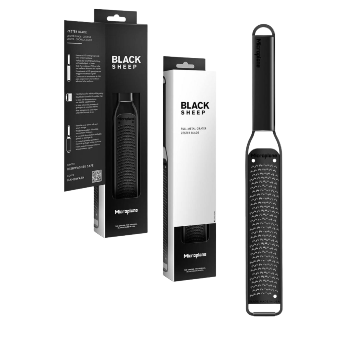 Râpe zesteur Microplane Black Sheep avec emballage