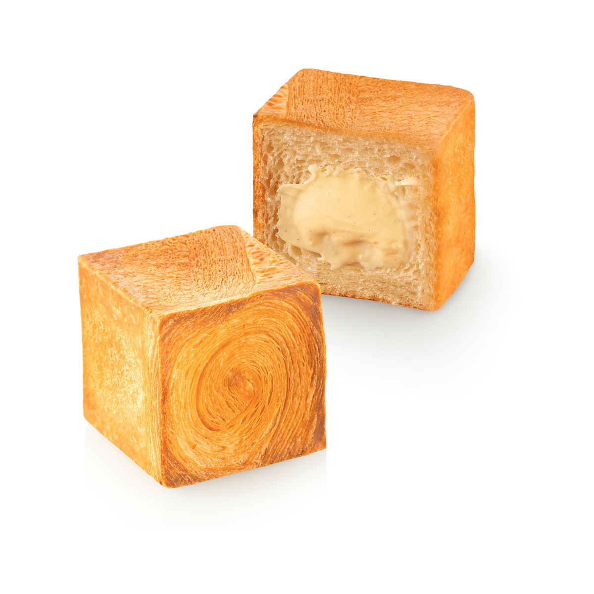 Viennoiserie feuilletée en forme de cube