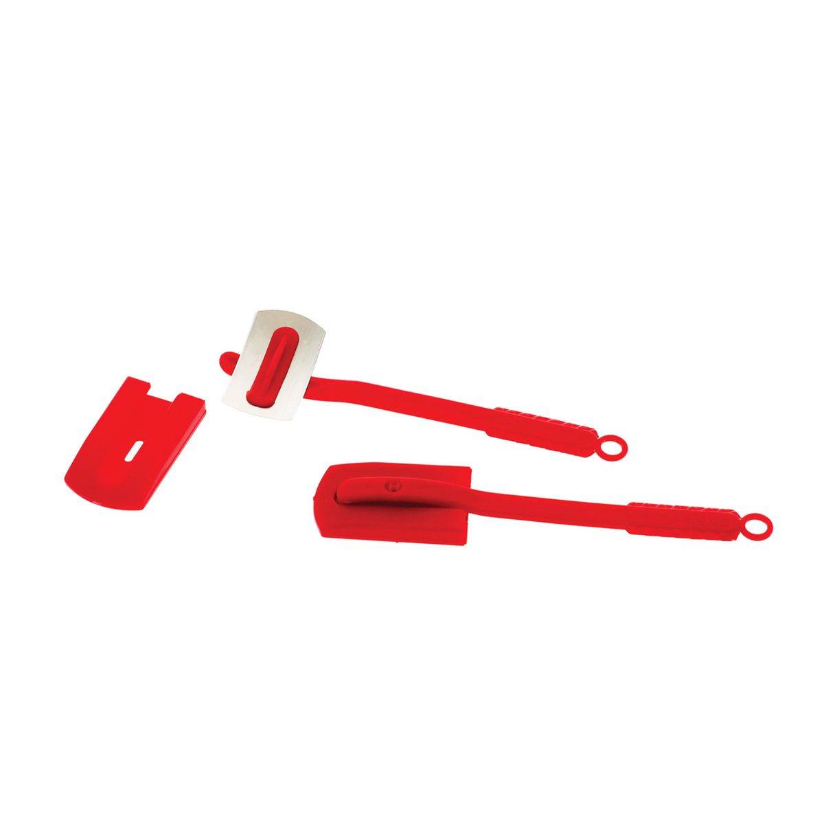 Lot de 2 spatules rouges de pâtisserie avec racloir et protections
