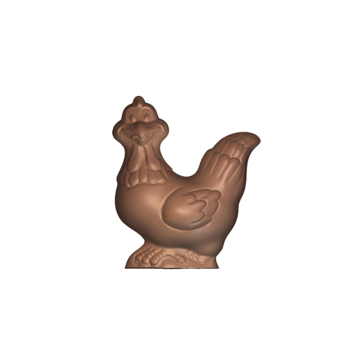 Poule en chocolat avec détails de plumes
