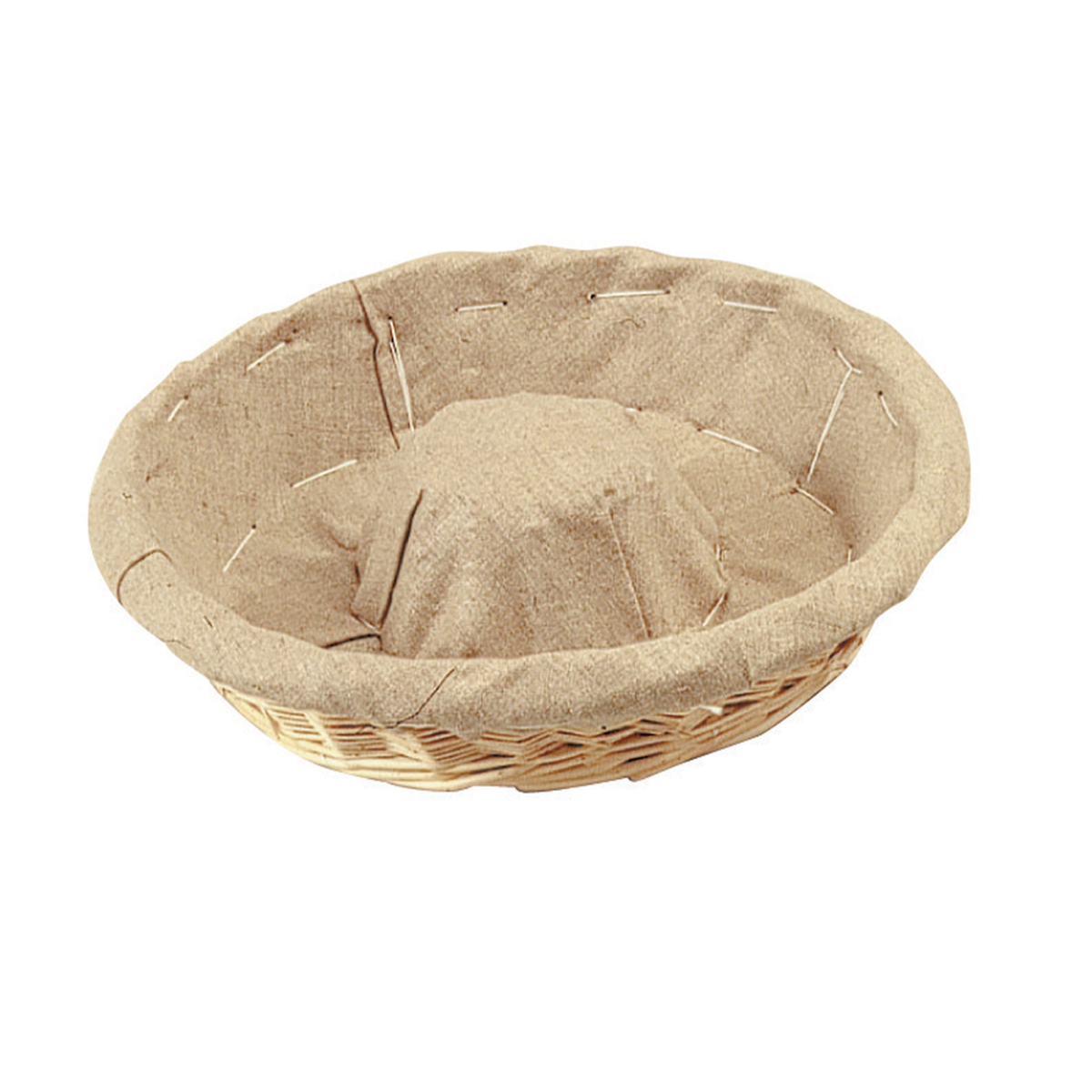Banneton couronne rond en osier avec toile pour fermentation du pain
