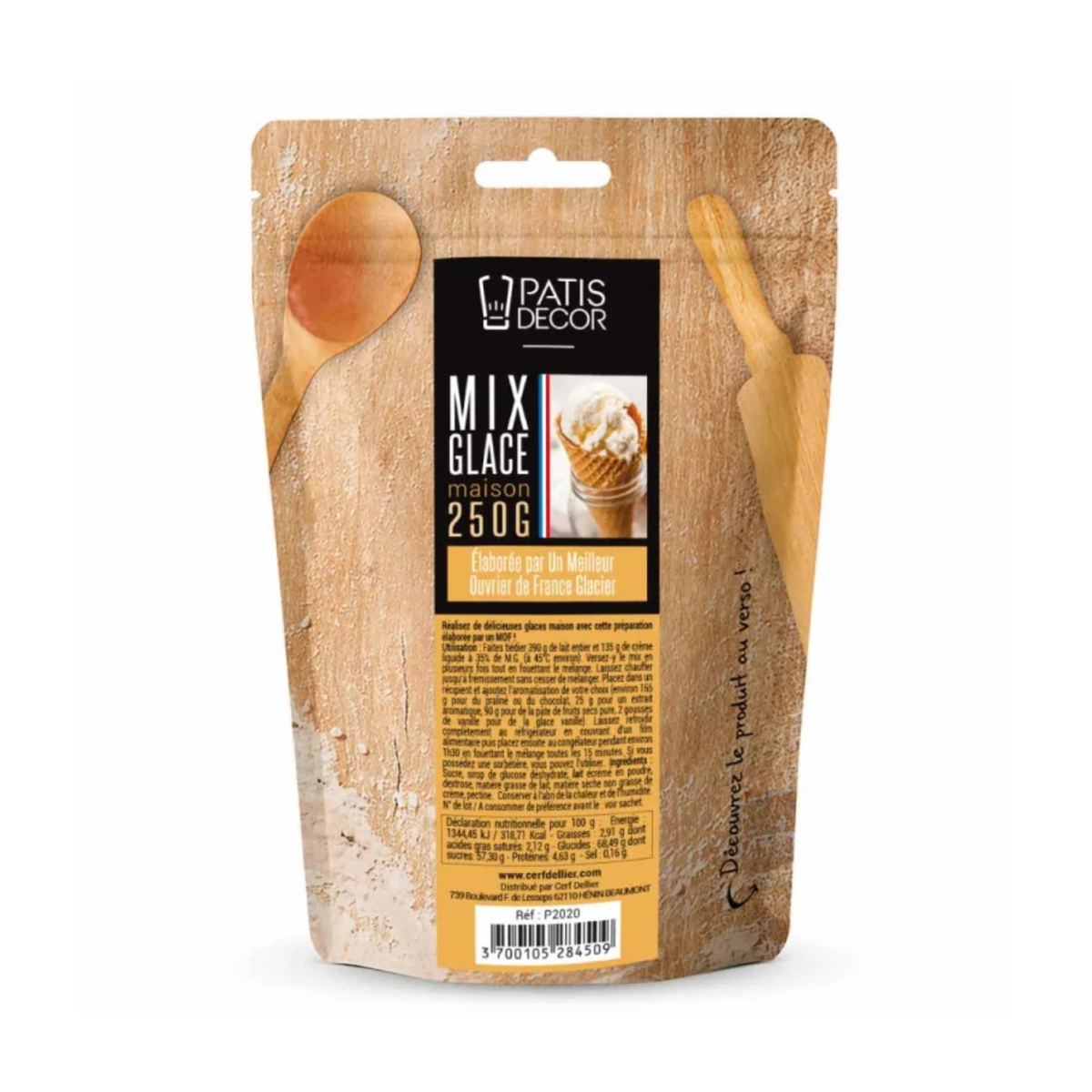 Sachet de préparation pour glace maison Patisdécor 250 g