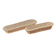 Bannetons longs en osier avec toile pour fermentation du pain
