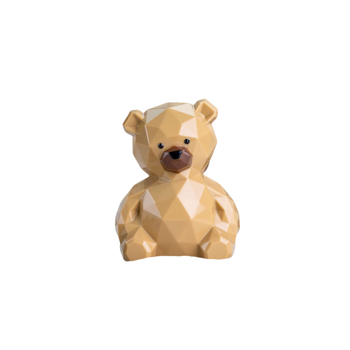 Ourson géométrique beige à facettes avec museau marron