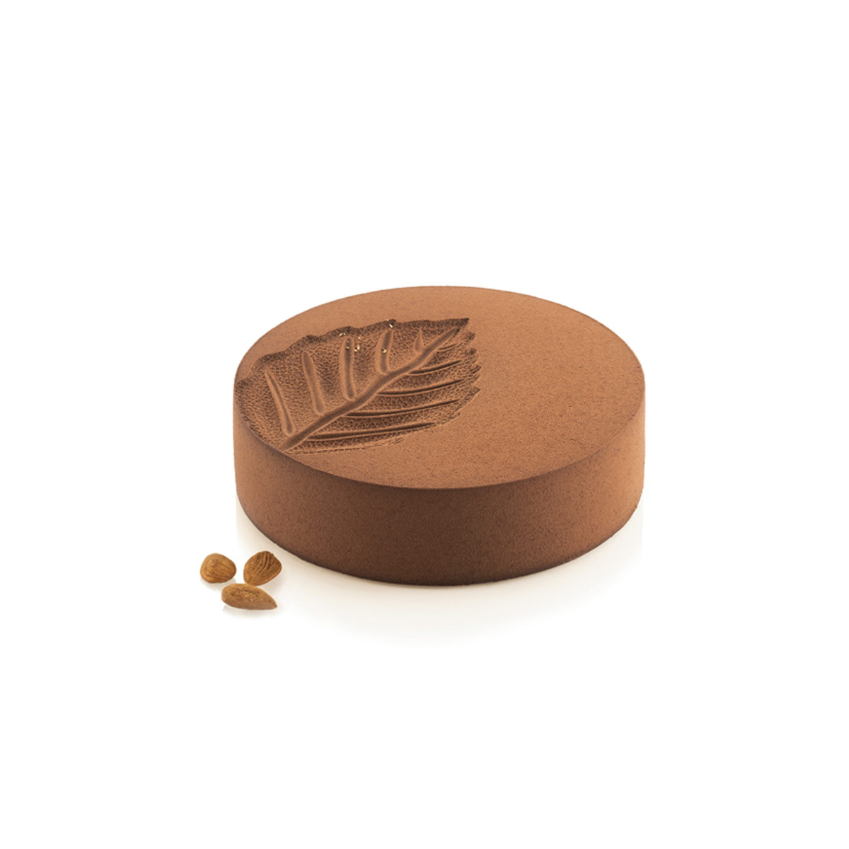 Exemple de réalisation – entremets rond chocolat avec décor feuille