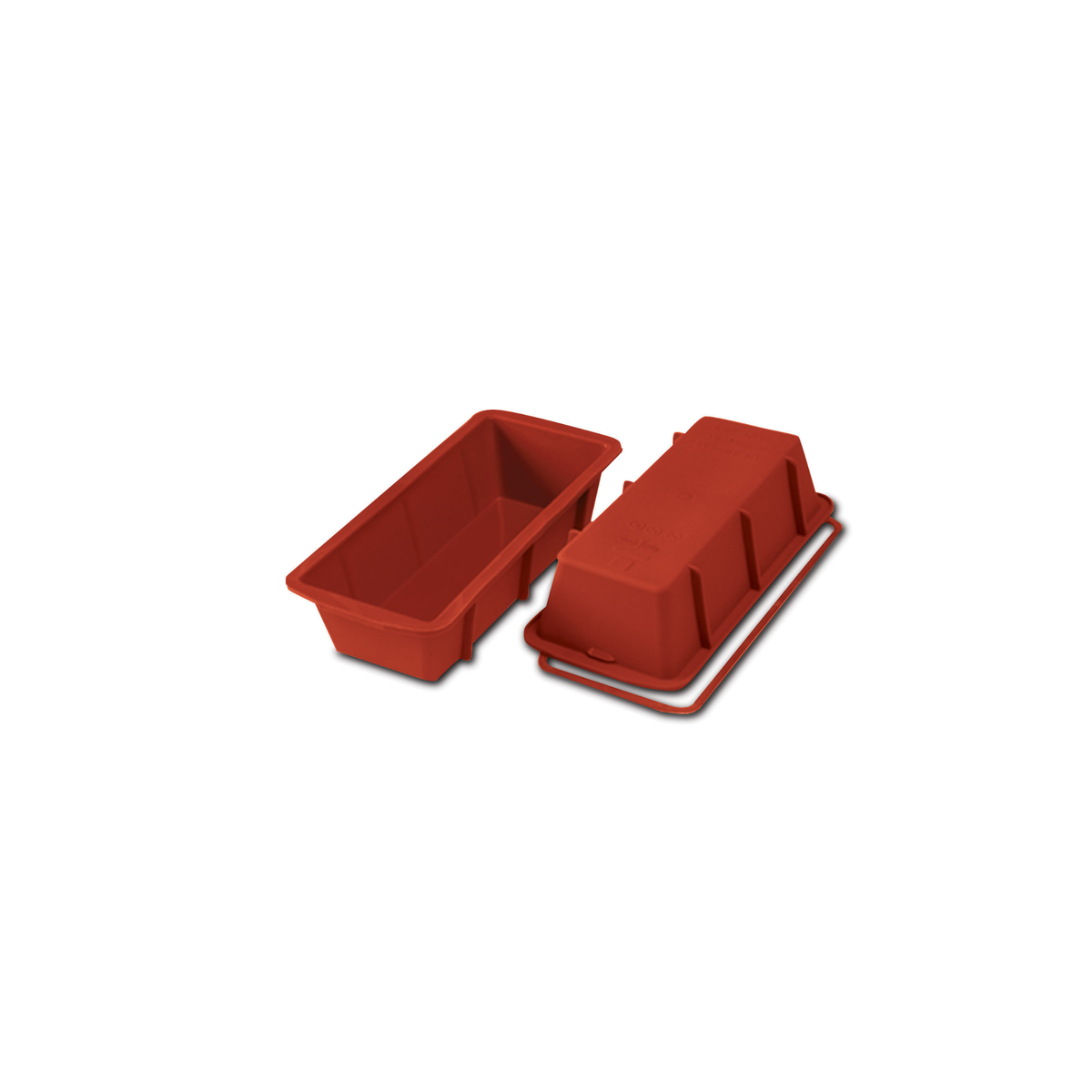 Moule à cake rectangulaire en silicone rouge avec support rigide