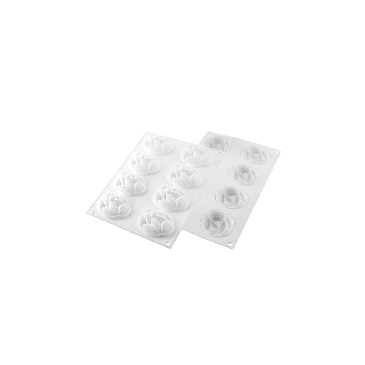 Moules en silicone Silikomart pour décors de tartelettes en forme de fèves de cacao