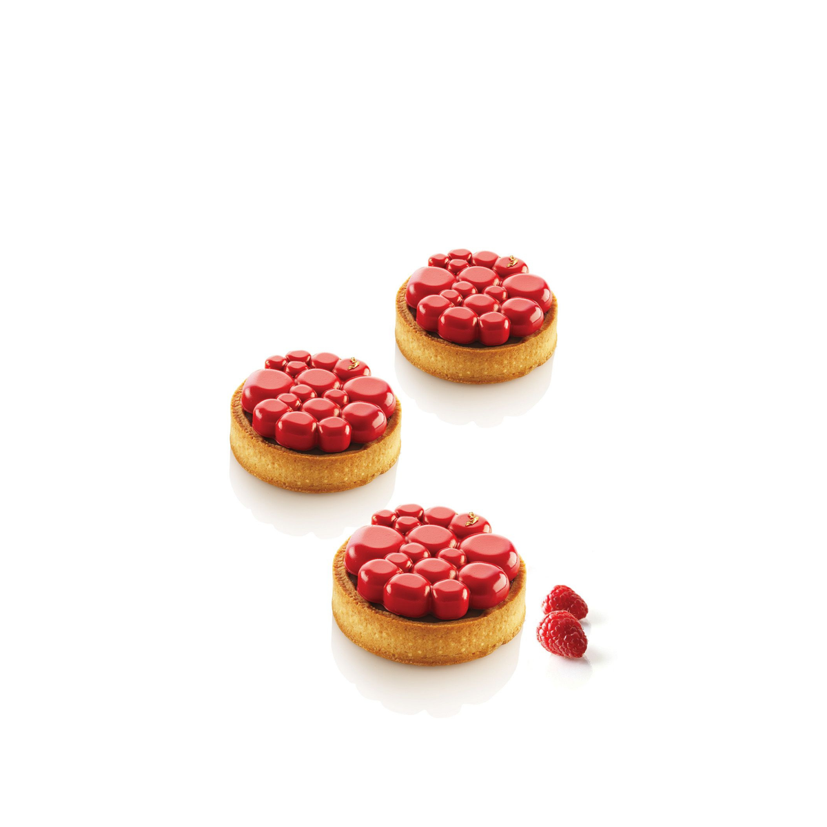 Tartelettes individuelles effet bulles avec glaçage rouge