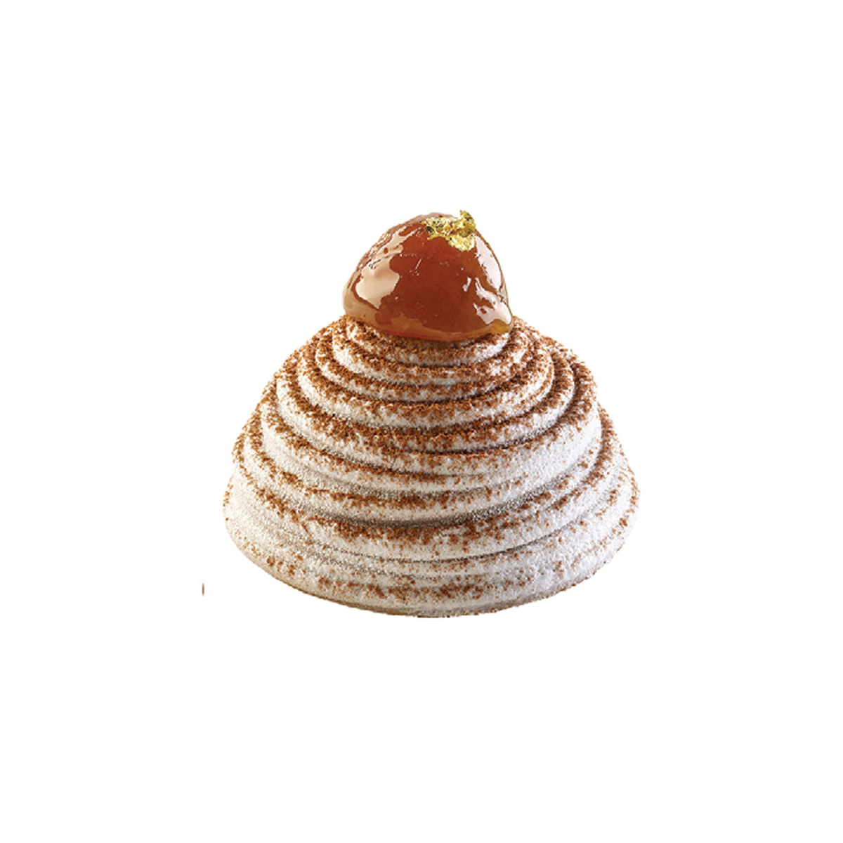 Entremets individuel effet spirale avec finition marron