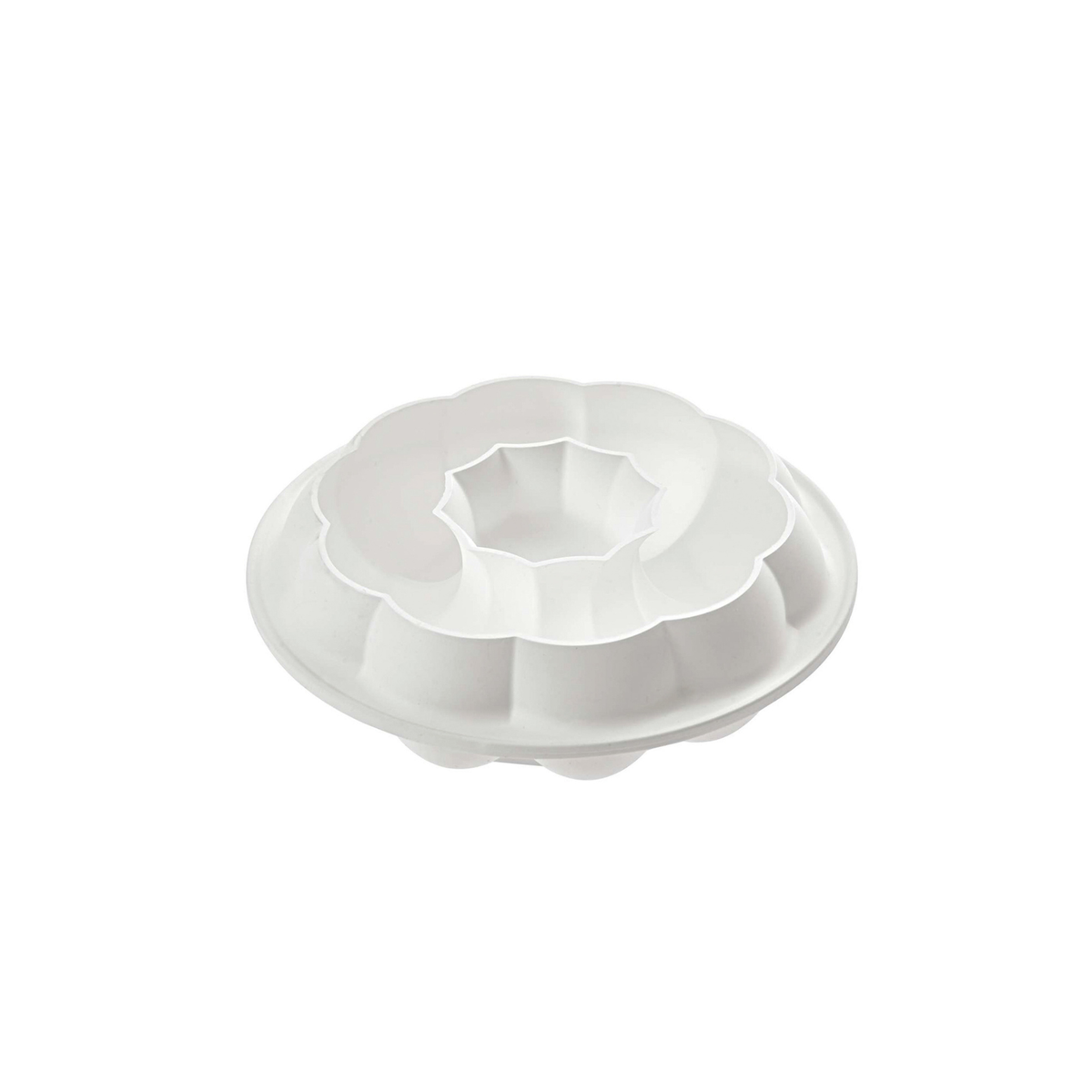 Moule en silicone blanc pour entremets en forme de couronne cannelée