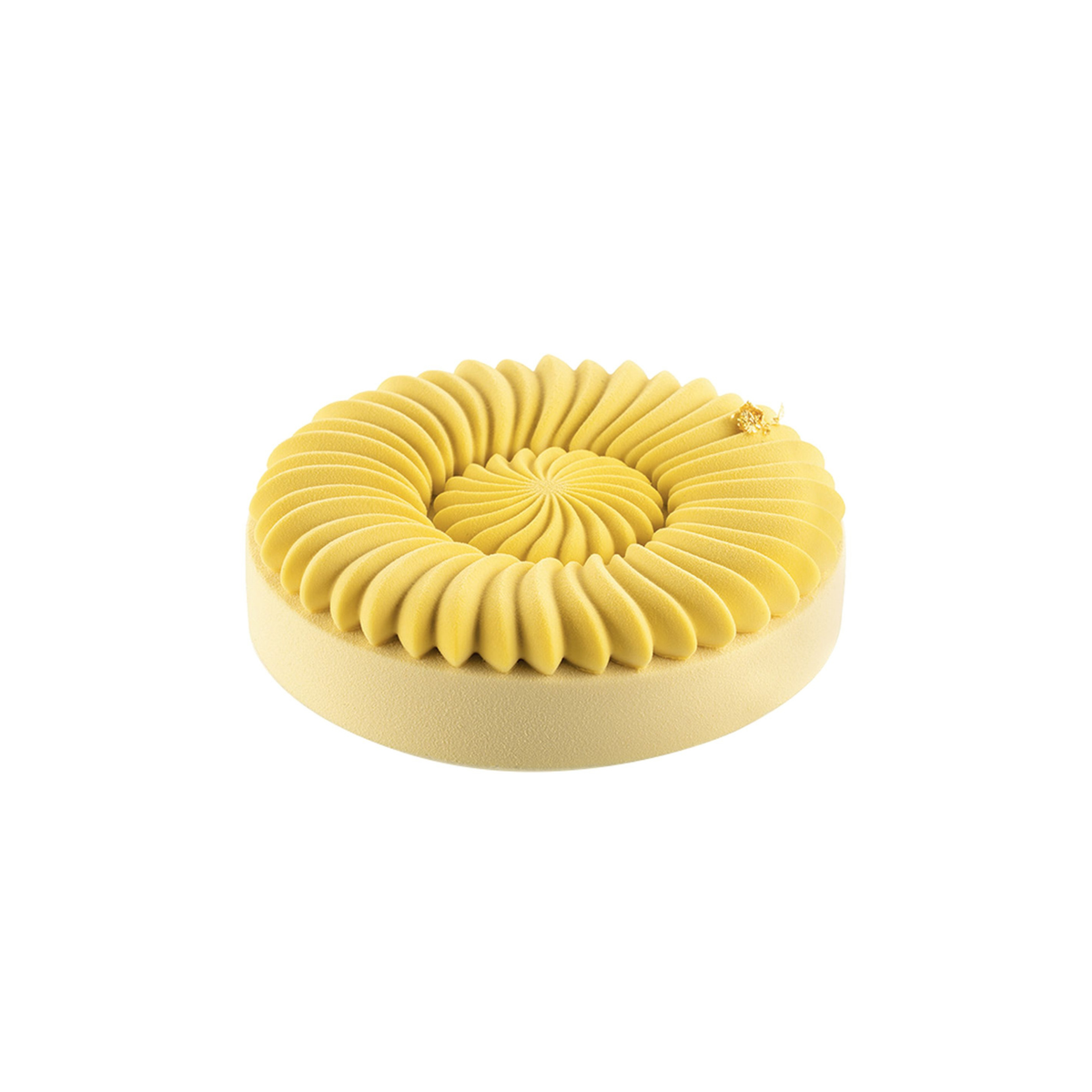 Entremets rond jaune à décor tourbillon