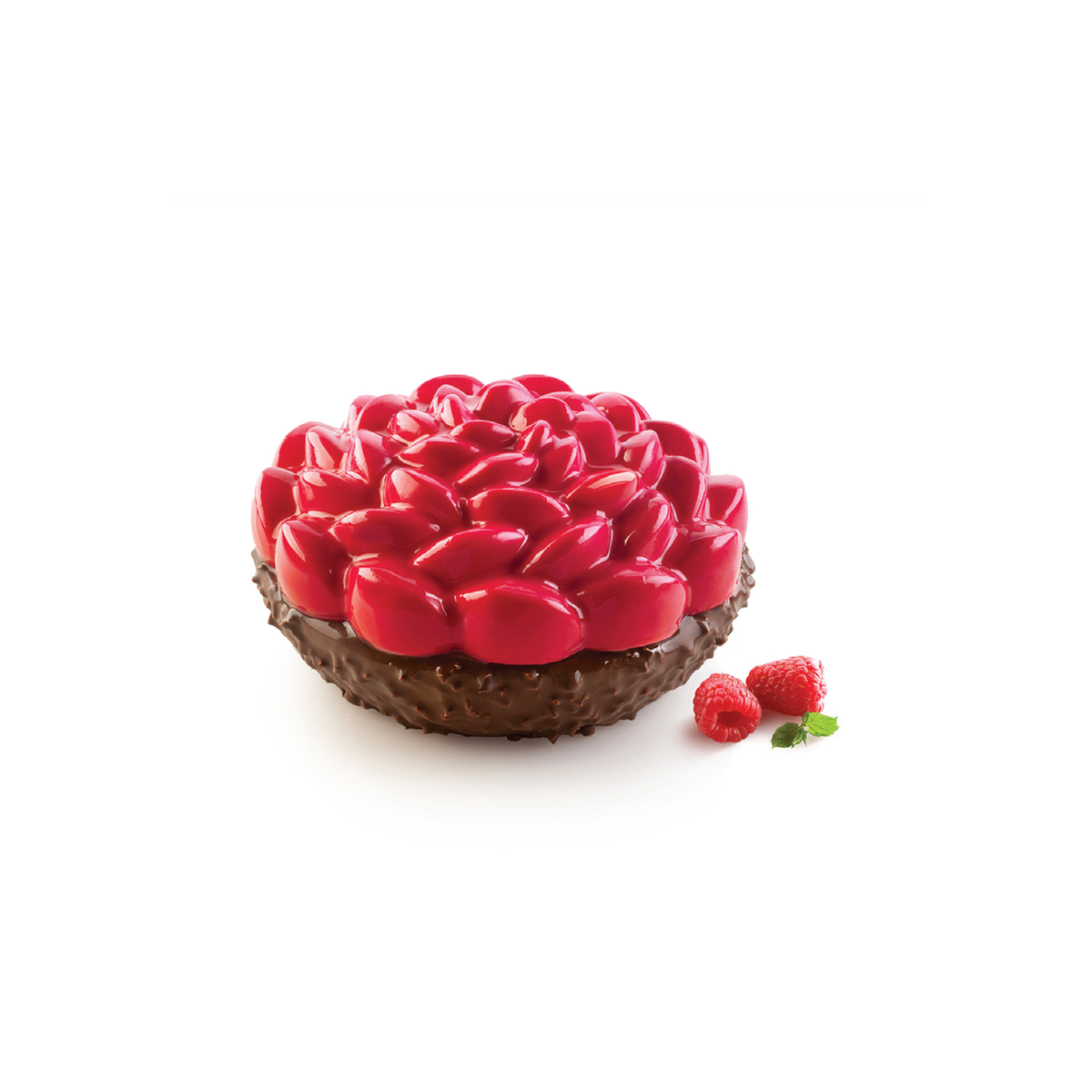 Exemple de réalisation – entremets fleur framboise et chocolat