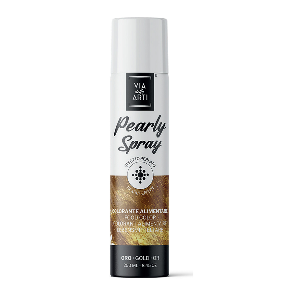 Spray alimentaire effet métallisé or Via delle Arti 250 ml