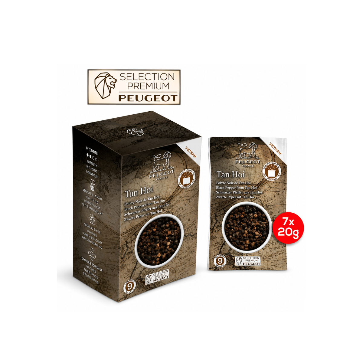 Poivre noir de Tan Hoi Peugeot – 7 × 20 g
