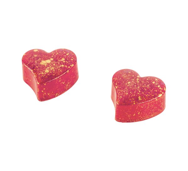 Chocolats rouges en forme de cœur