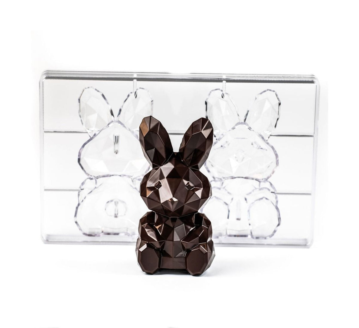 Lapin en chocolat effet facetté

