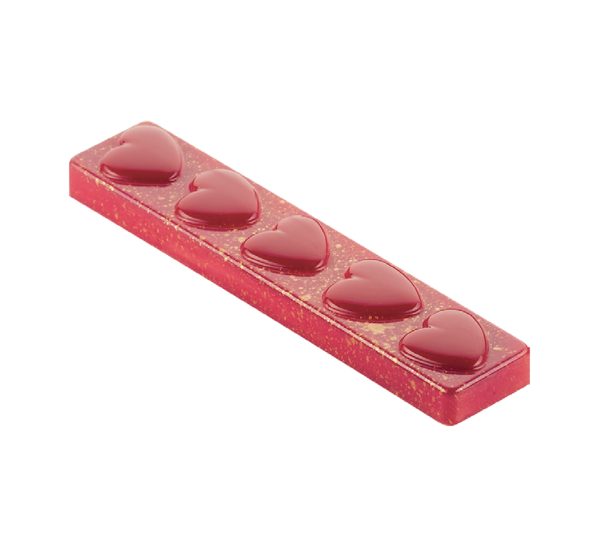Barre chocolatée rose décorée de cœur