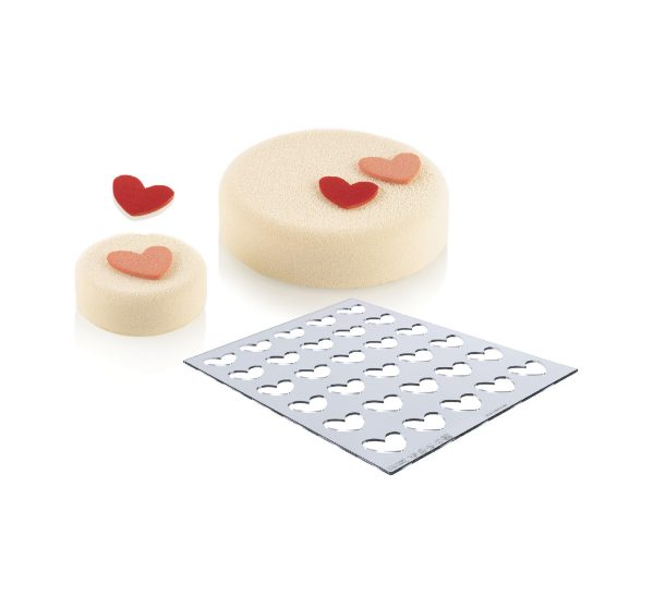 Tapis décor cœur pour créations pâtissières et entremets

