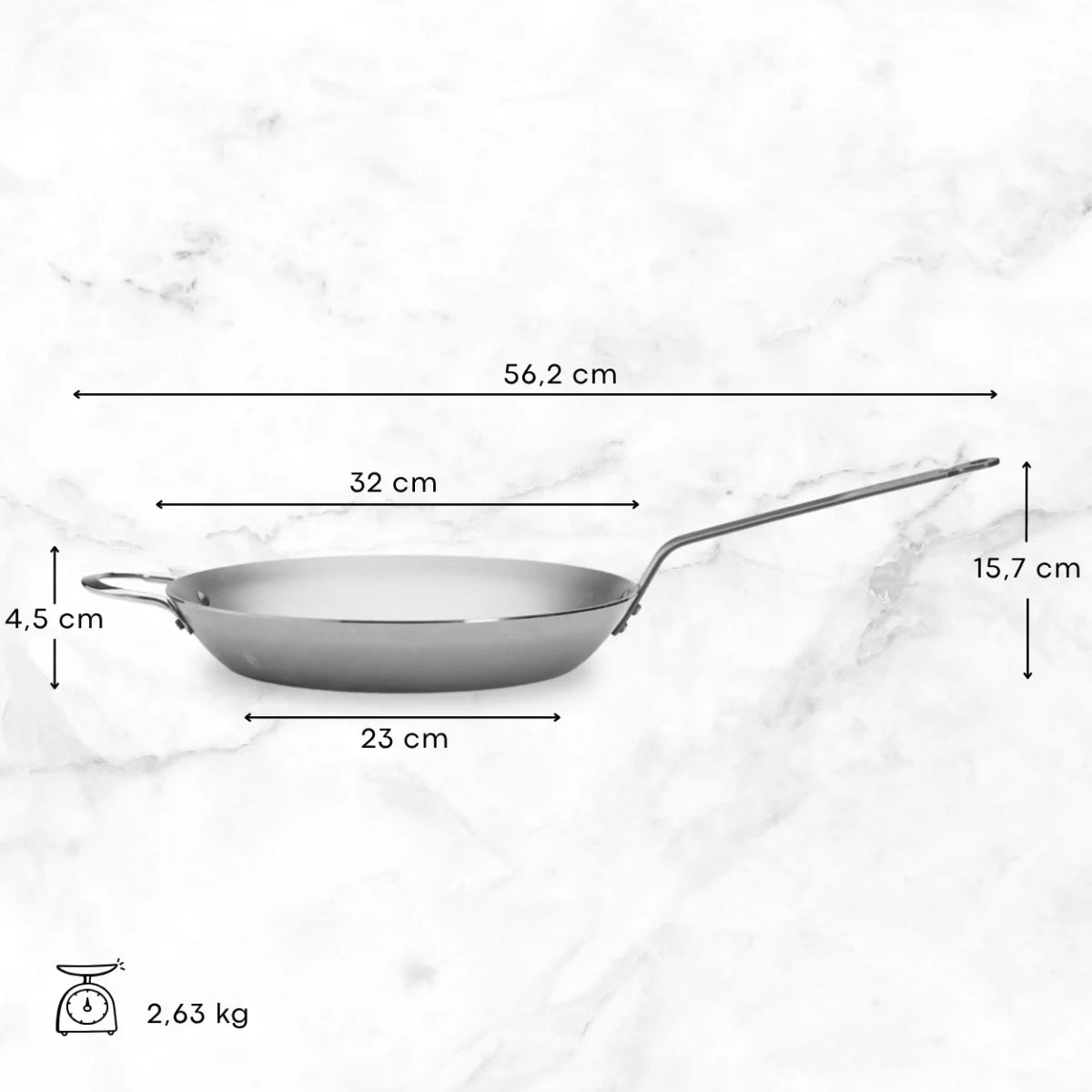 Poêle en acier De Buyer 32 cm – dimensions