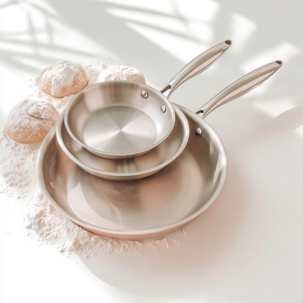 Poêles de cuisson en inox avec manches longs