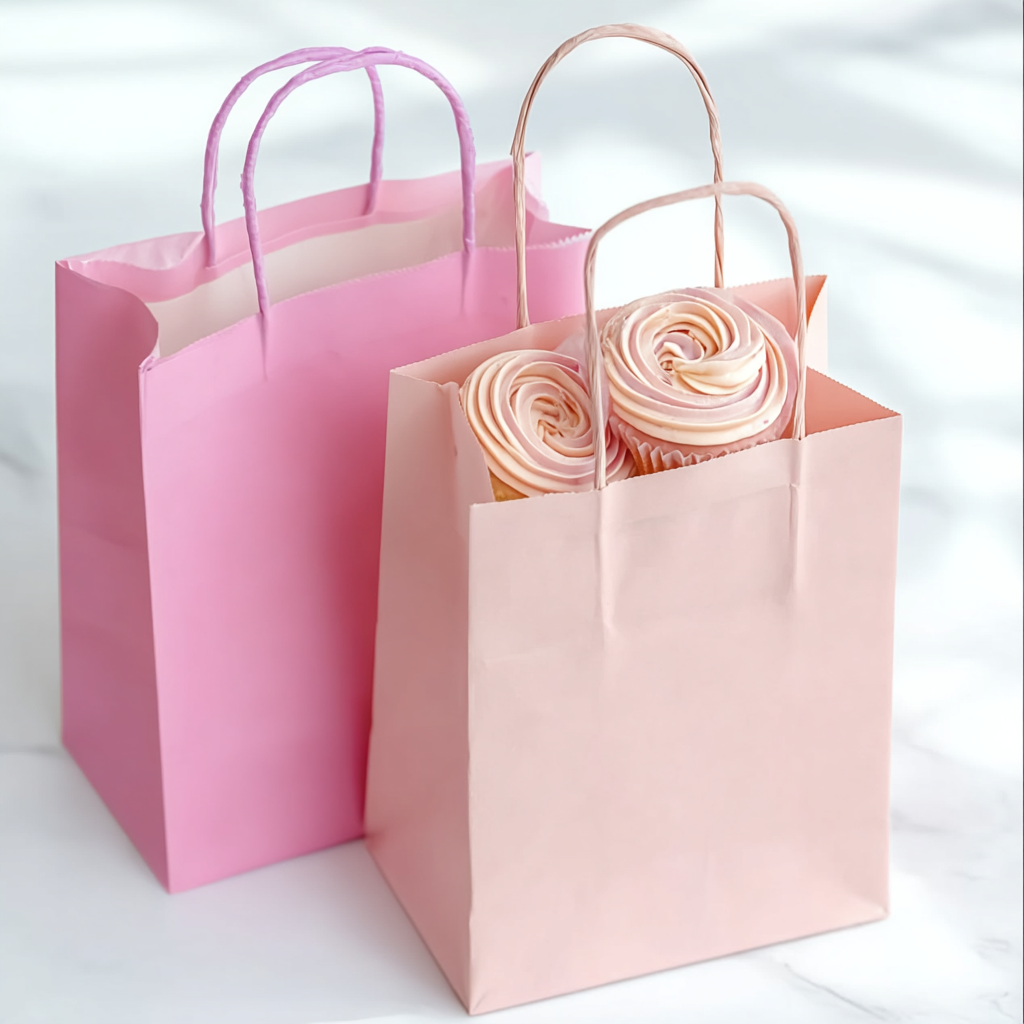 Sacs en papier avec poignées pour emballage et transport de pâtisseries