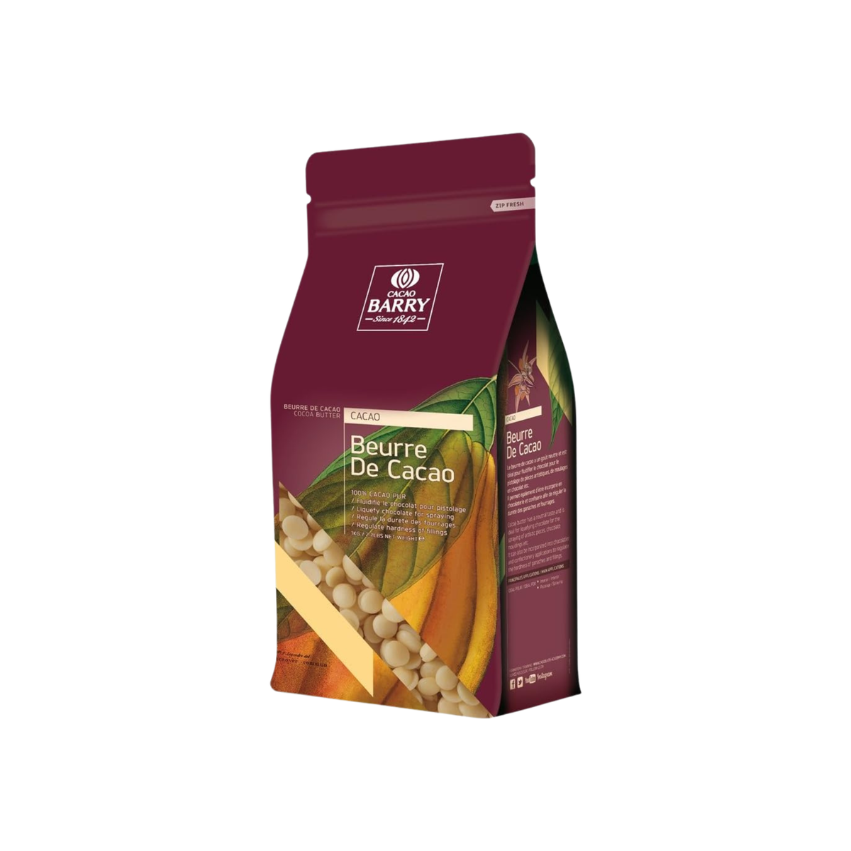 Beurre de cacao Cacao Barry – 100 % pur – 1 kg
