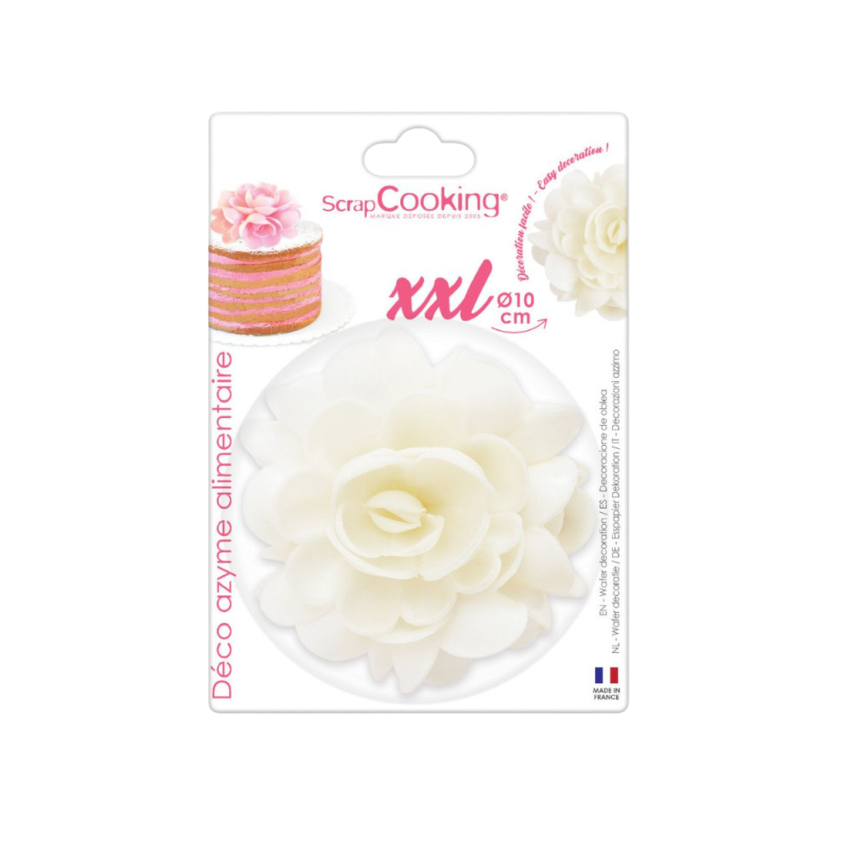 Décoration alimentaire fleur blanche XXL ScrapCooking pour gâteau Ø 10 cm