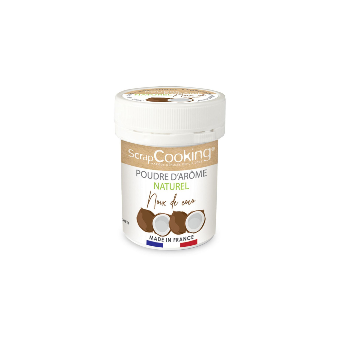 Pot blanc avec couvercle blanc et illustration de noix de coco
